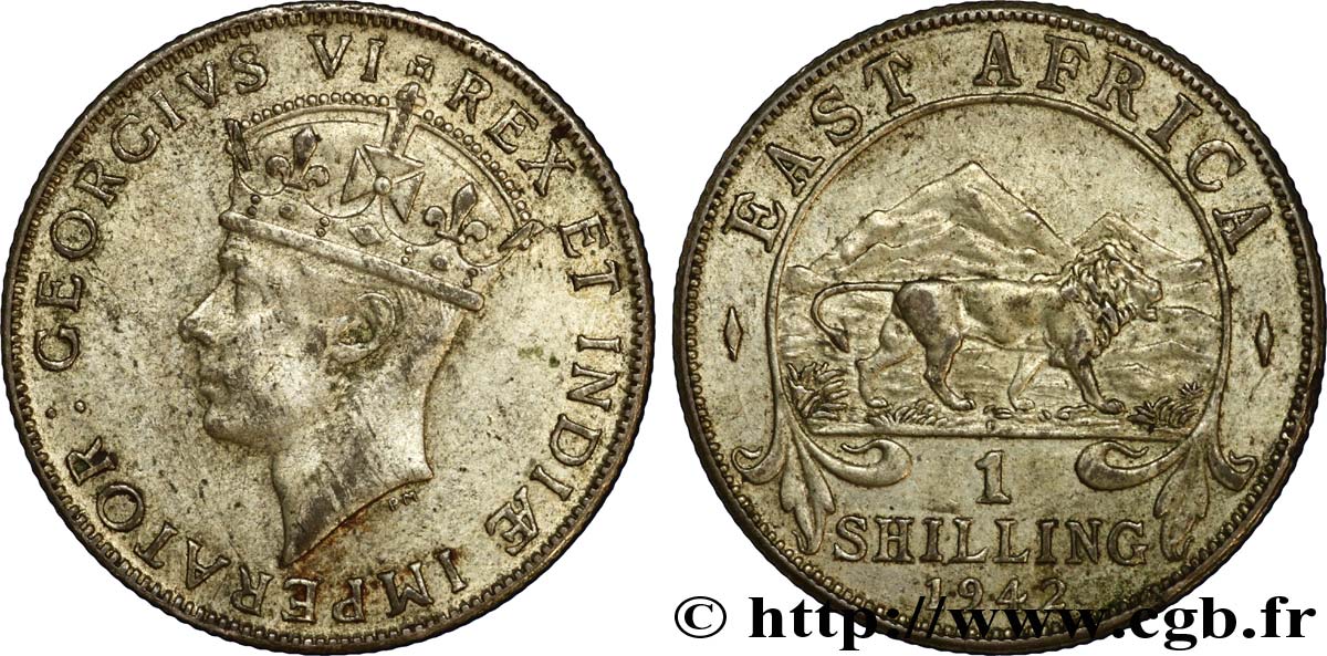 EAST AFRICA (BRITISH) 1 Shilling Georges VI / lion 1941 Bombay - I XF 