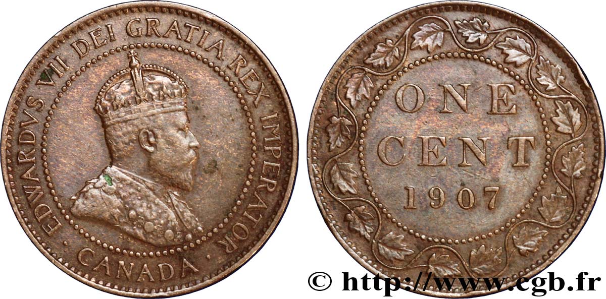 CANADA 1 Cent Edouard VII 1907  AU 