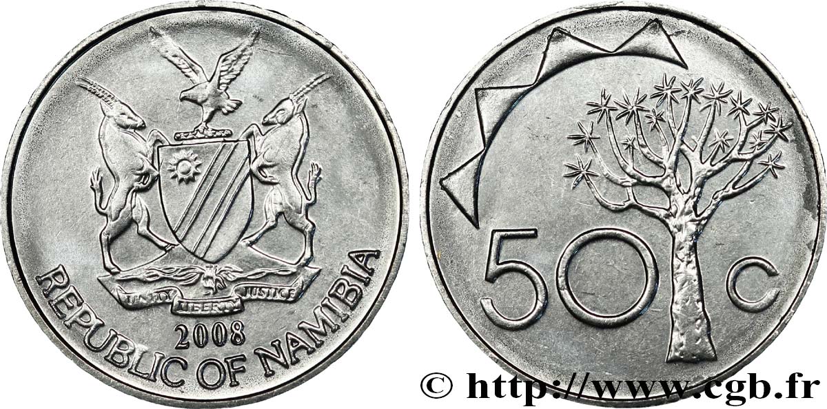 NAMIBIA 50 Cents armes / Aloe dichotoma “arbre carquois” 2008  EBC 