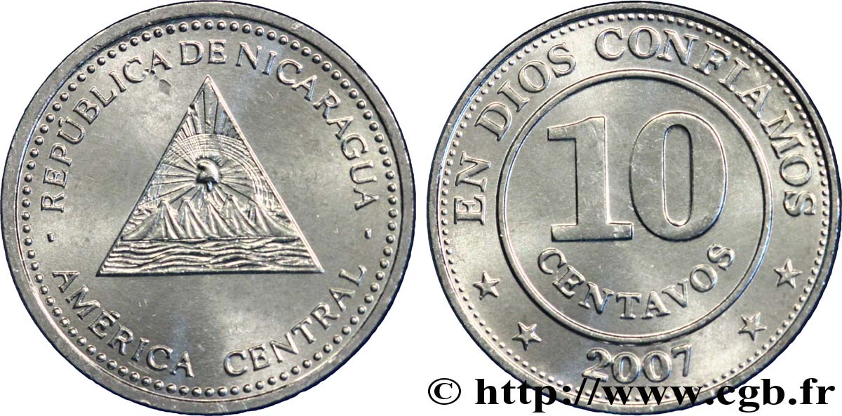 NICARAGUA 10 Centavos emblème 2007  MS 