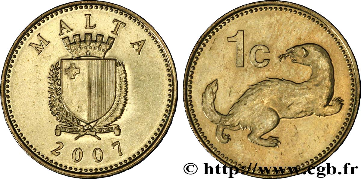 MALTE 1 Cent emblème / loutre 2007  SPL 