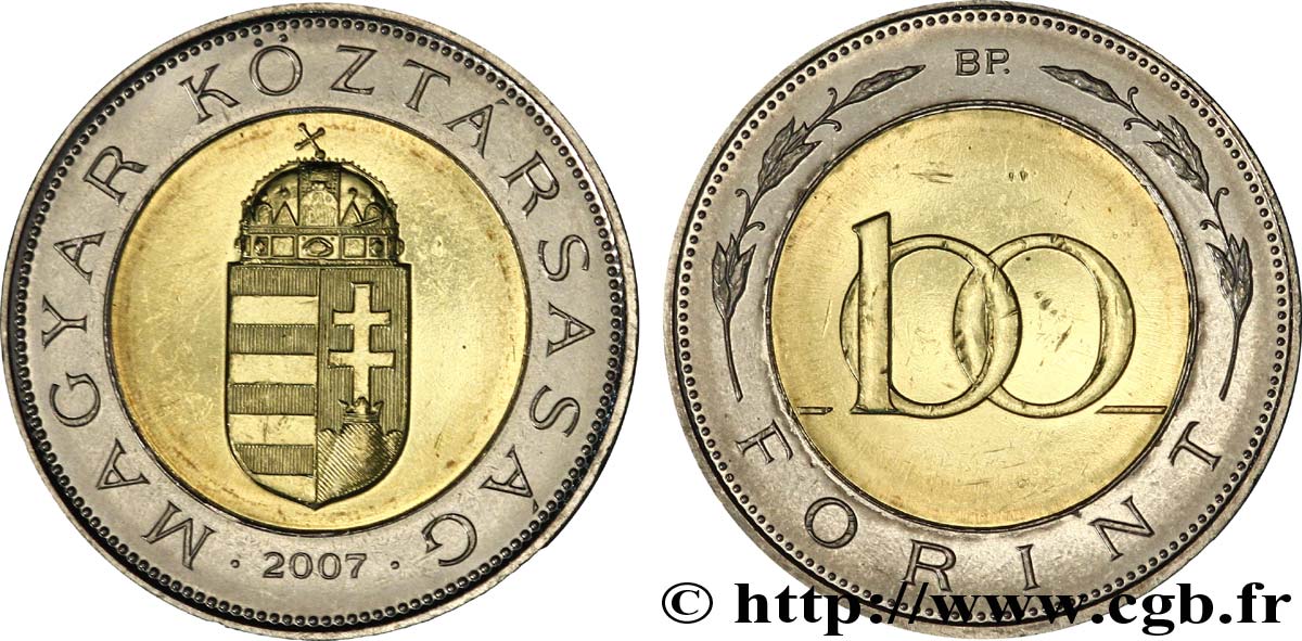 UNGHERIA 100 Forint armes de la Hongrie 2007 Budapest MS 
