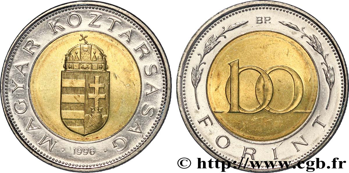 HUNGRíA 100 Forint armes de la Hongrie 1996 Budapest SC 