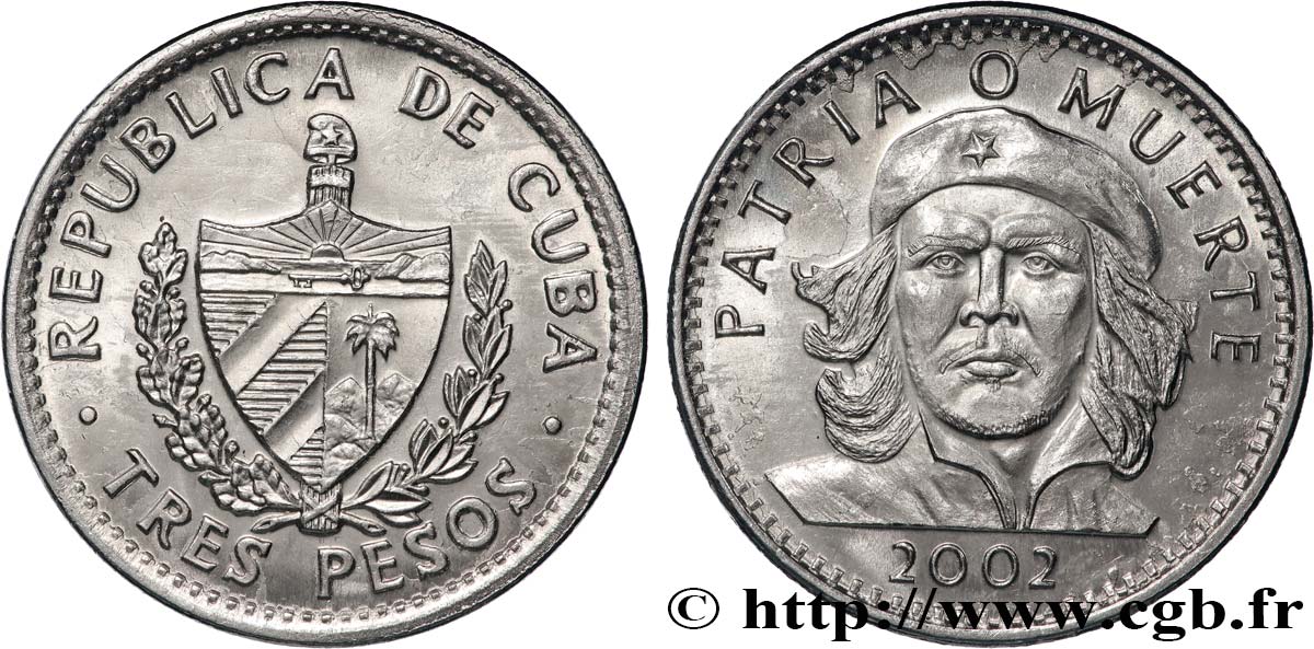 CUBA 3 Pesos Ernesto “Che” Guevara 2002  AU 