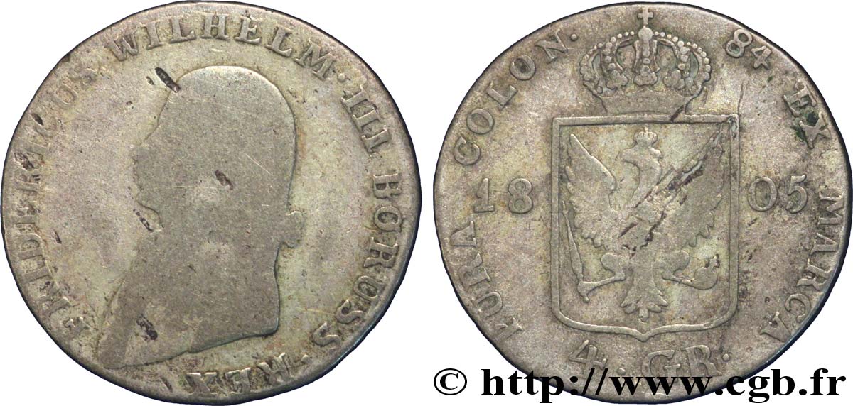 GERMANY - PRUSSIA 1/6 Thaler Frédéric-Guillaume III 1805 Berlin F 