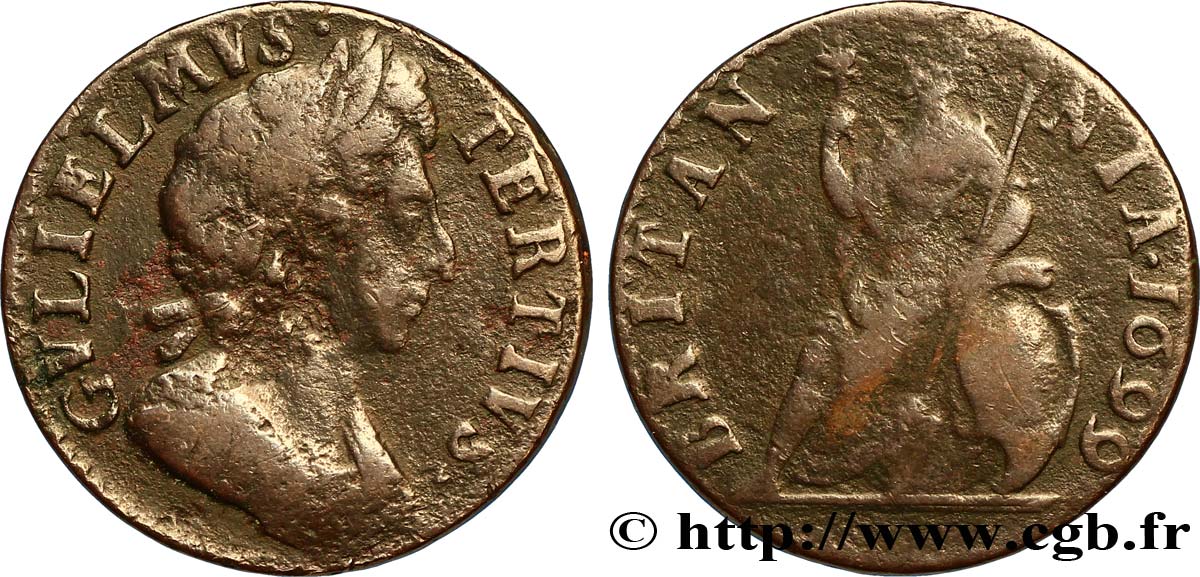 REINO UNIDO 1 Farthing Guillaume III / Britannia 1699  BC 