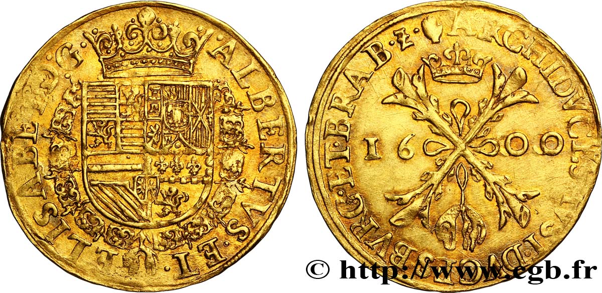 BELGIUM - SPANISH NETHERLANDS Double Albertin du Brabant au nom d’Albert et Elisabeth 1600 Anvers AU 