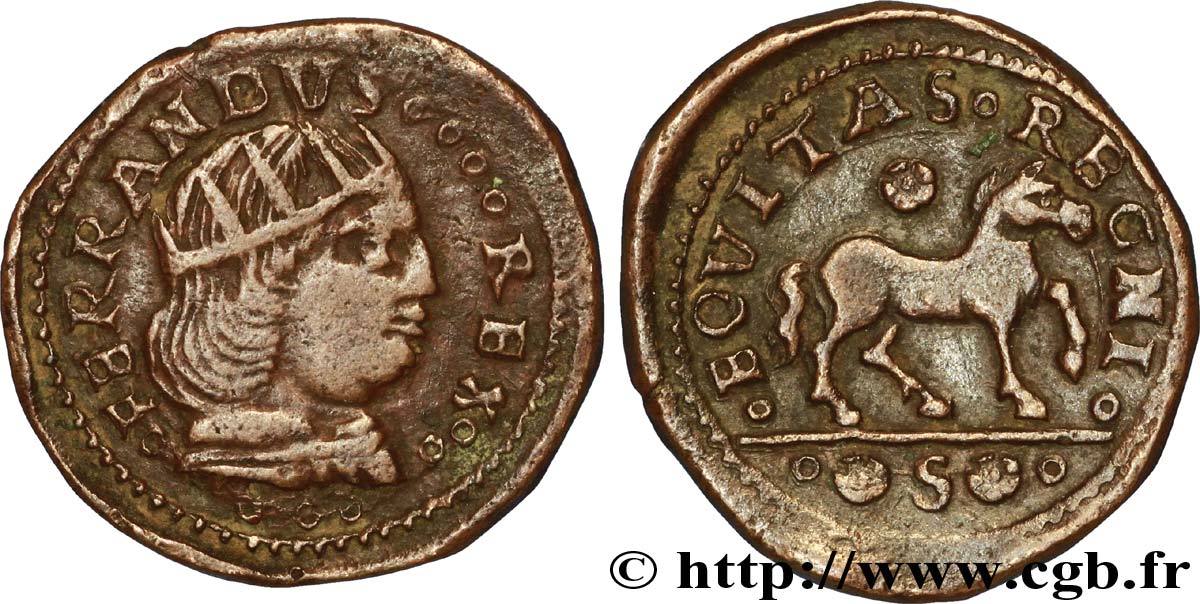 ITALY - KINGDOM OF NAPLES 1 Cavallo (poids lourd) Ferdinand Ier n.d. Naples XF 