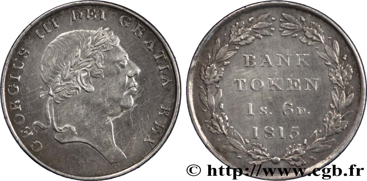 VEREINIGTEN KÖNIGREICH 18 Pence (1 Shilling 6 Pence) Georges III 1815 Londres VZ 