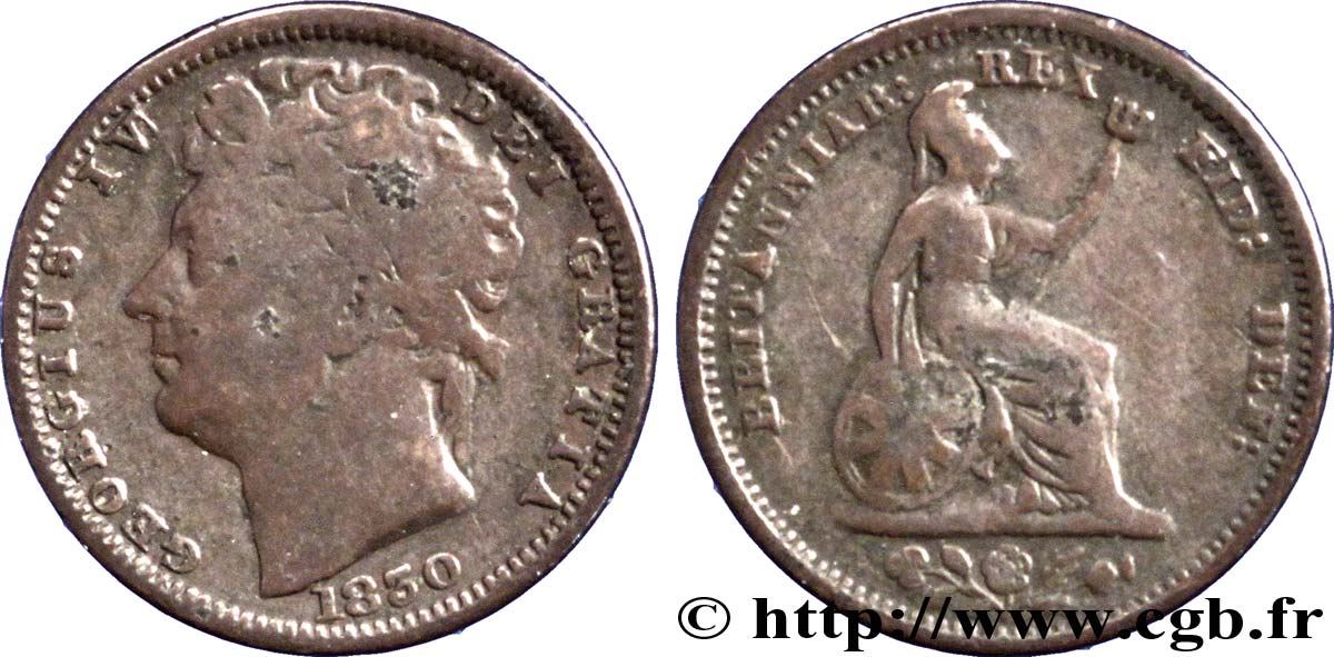 REGNO UNITO 1/2 Farthing Georges IV / Britannia 1830  MB 