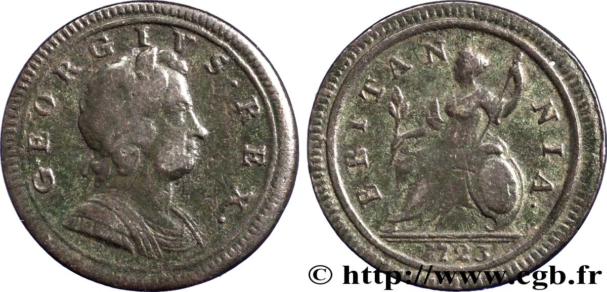 REINO UNIDO 1/2 Penny Georges Ier tête laurée / Britannia varité 1721/0 1723  BC 