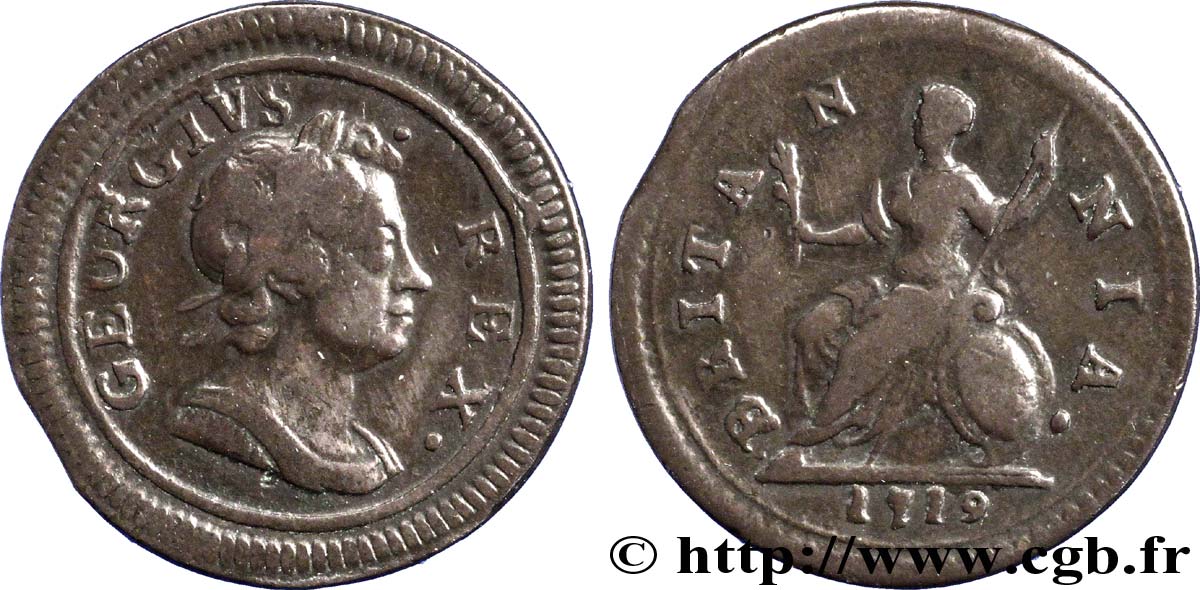 REINO UNIDO 1 Farthing Georges Ier / Britannia 1719  BC 