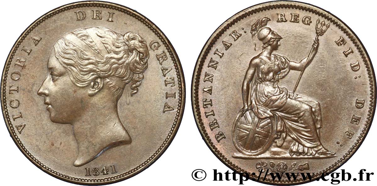 VEREINIGTEN KÖNIGREICH 1 Penny Victoria “tête jeune” 1841  VZ 