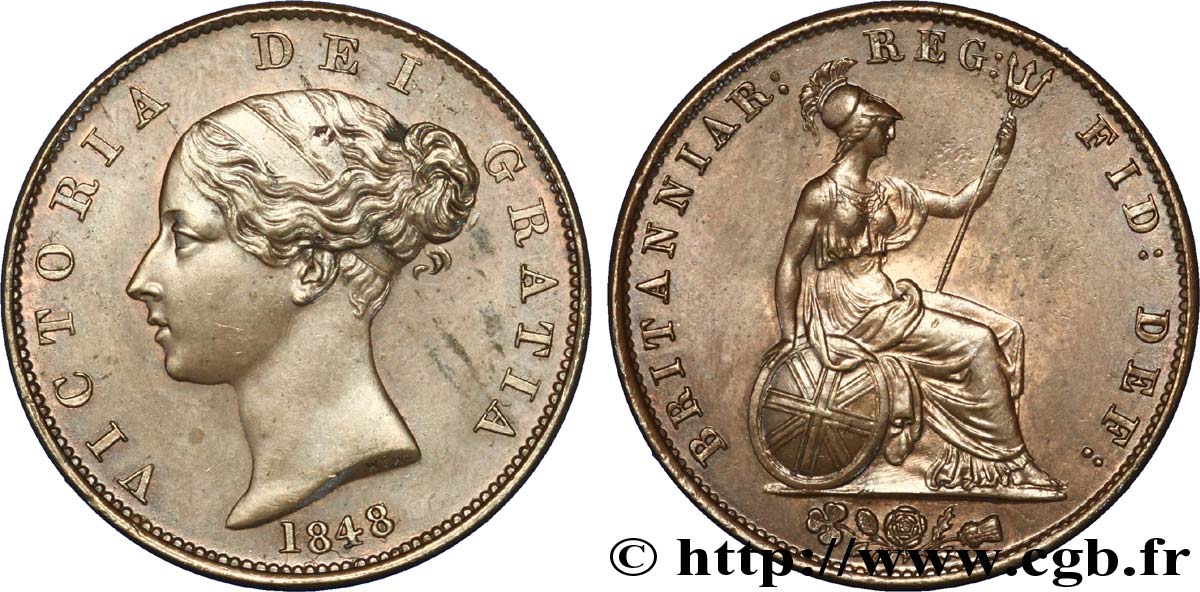 UNITED KINGDOM 1/2 Penny Victoria “tête jeune” 1848  AU 