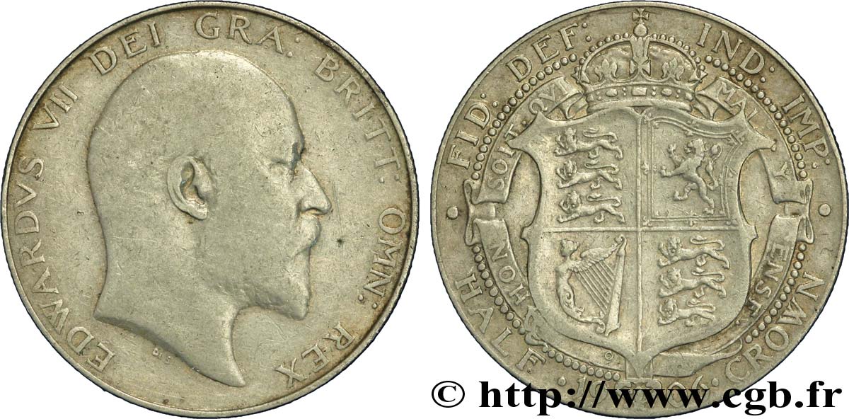 REINO UNIDO 1/2 Crown Edouard VII 1906  BC+ 