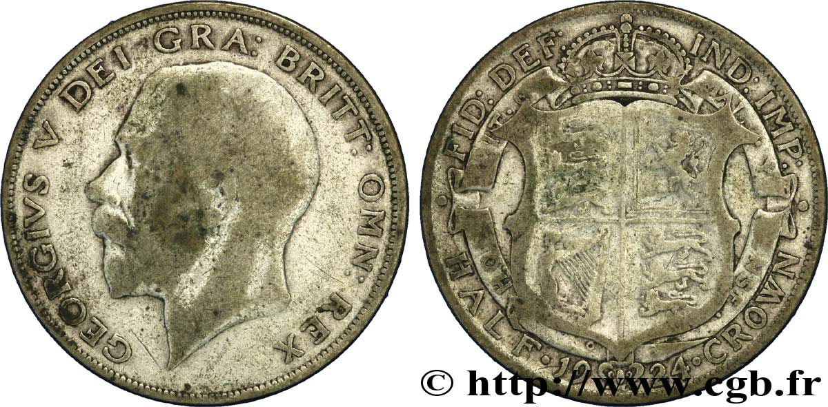 REINO UNIDO 1/2 Crown Georges V / blason 1924  BC 