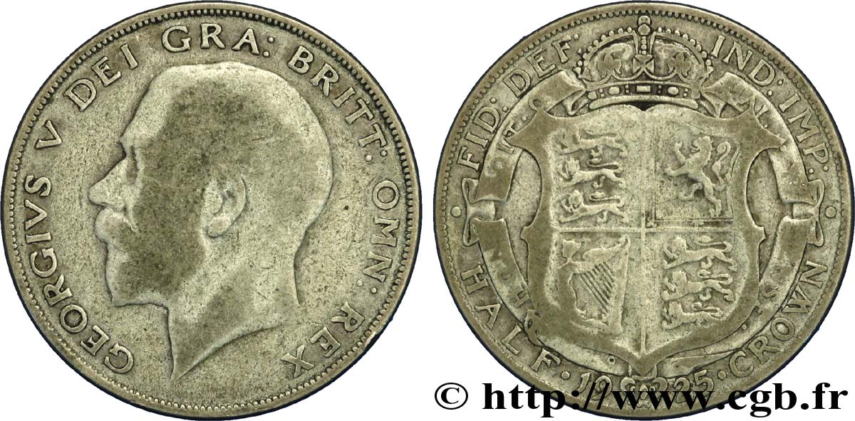 UNITED KINGDOM 1/2 Crown Georges V / blason 1925  VF 