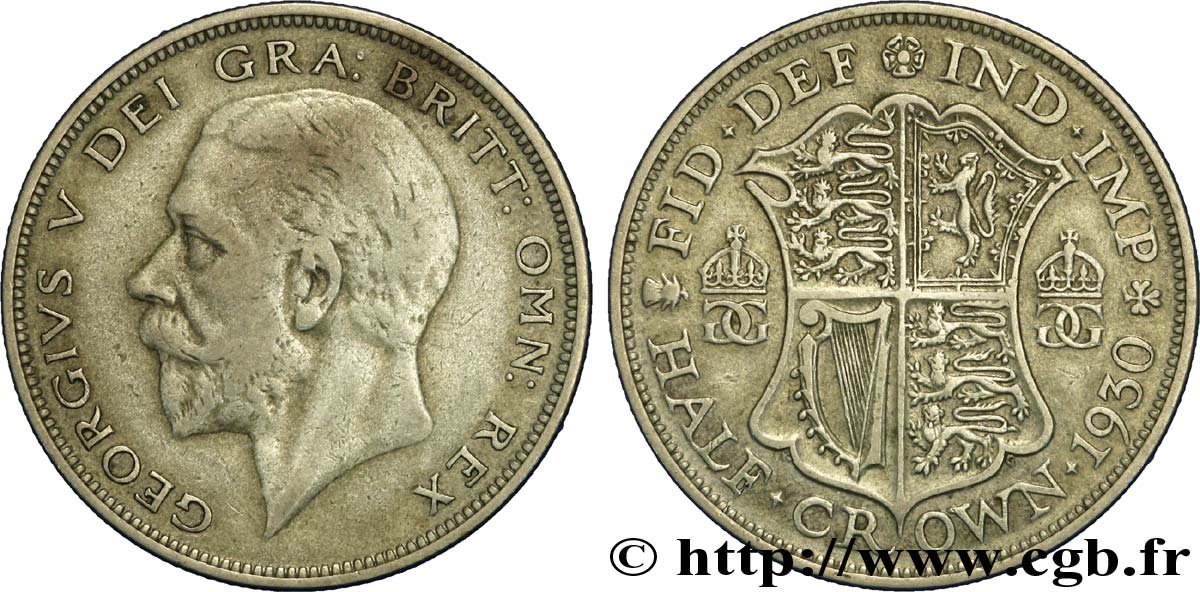 REINO UNIDO 1/2 Crown Georges V / blason 1930  BC+ 