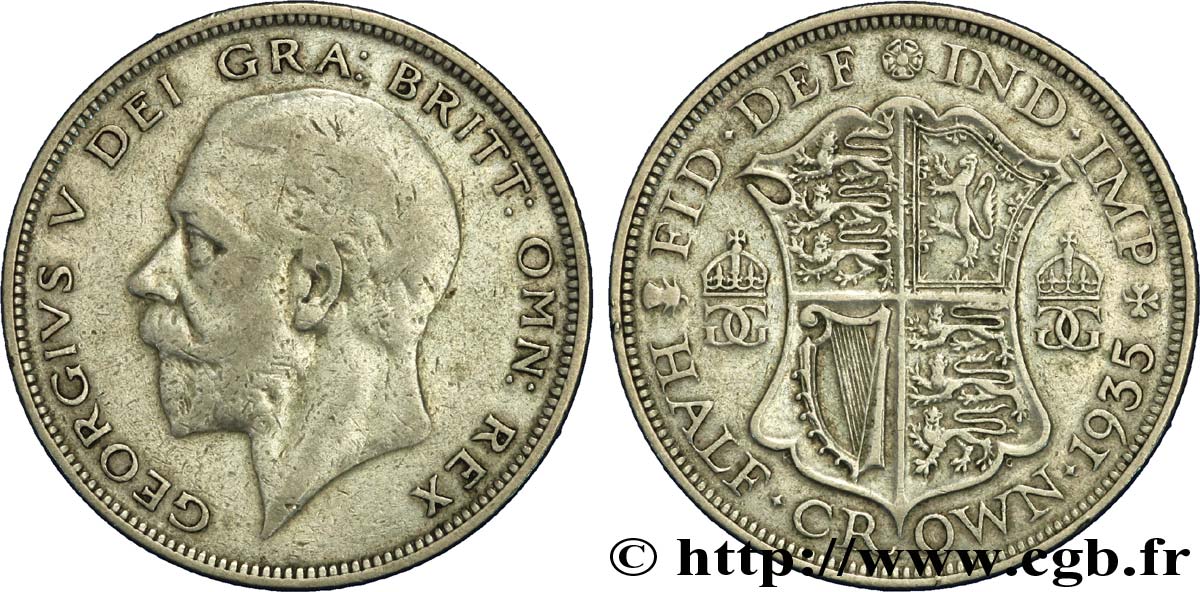 REINO UNIDO 1/2 Crown Georges V / blason 1935  BC 