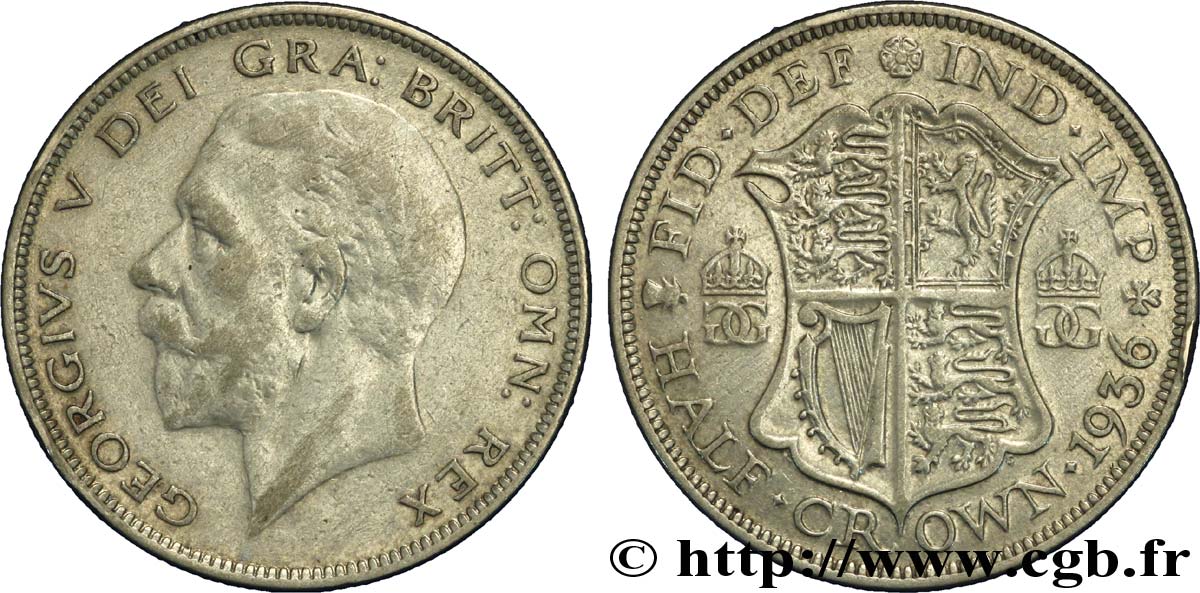 REINO UNIDO 1/2 Crown Georges V 1936  BC 