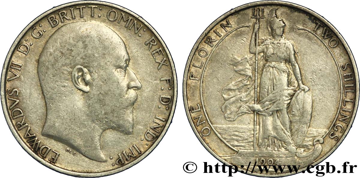 REINO UNIDO 1 Florin Edouard VII / Britannia 1904  BC+ 