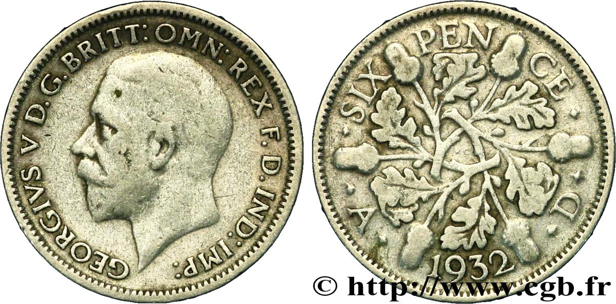 REINO UNIDO 6 Pence Georges V 1932  BC+ 