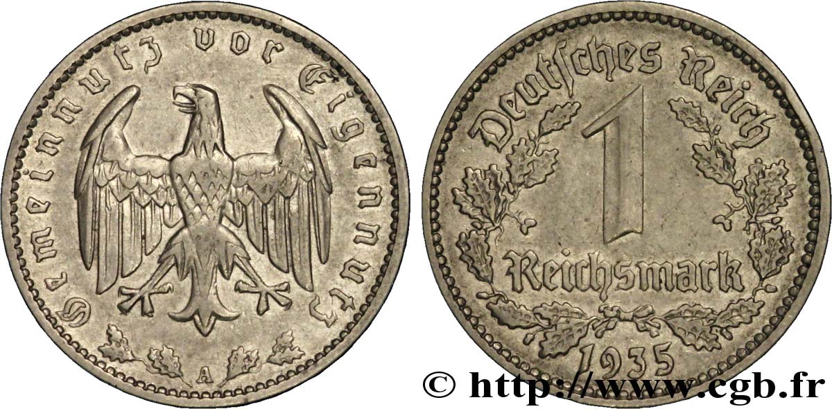 DEUTSCHLAND 1 Reichsmark aigle 1935 Berlin fVZ 
