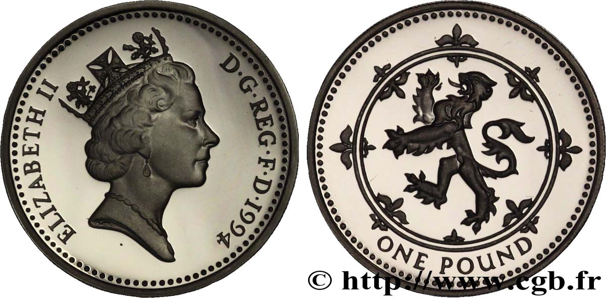 VEREINIGTEN KÖNIGREICH 1 Livre Proof Elisabeth II / emblème de l’Ecosse 1994  ST 