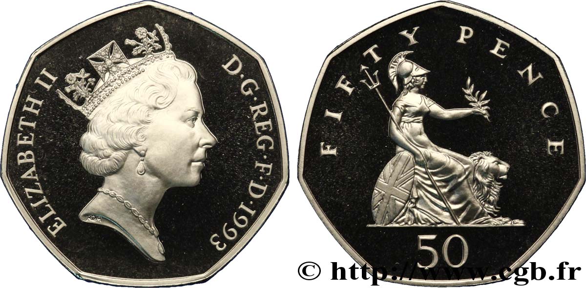 UNITED KINGDOM 50 Pence Proof Elisabeth II / Britannia 1993  MS 