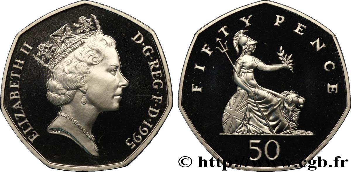 VEREINIGTEN KÖNIGREICH 50 Pence Proof Elisabeth II / Britannia 1995  ST 