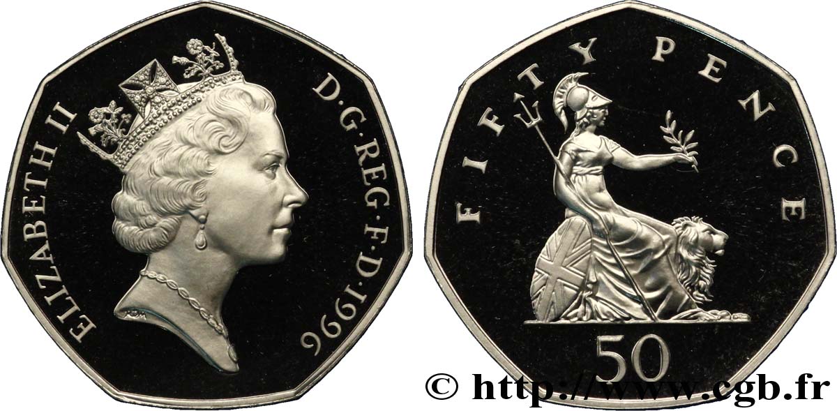 REGNO UNITO 50 Pence Proof Elisabeth II / Britannia 1996  FDC 