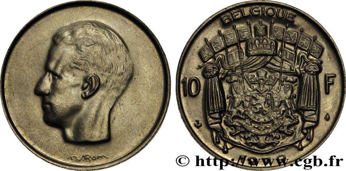 BELGIEN 10 Francs roi Baudouin légende française 1979 Bruxelles VZ 