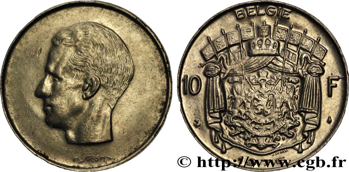 BELGIEN 10 Francs roi Baudouin légende flamande 1976 Bruxelles VZ 