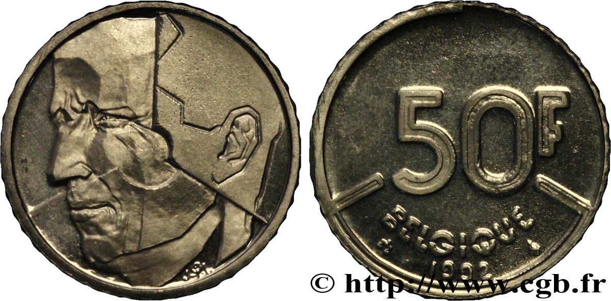 BELGIO 50 Francs Baudouin légende française 1992  MS 