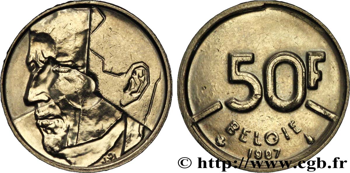 BELGIEN 50 Francs Baudouin légende flamande 1987  VZ 