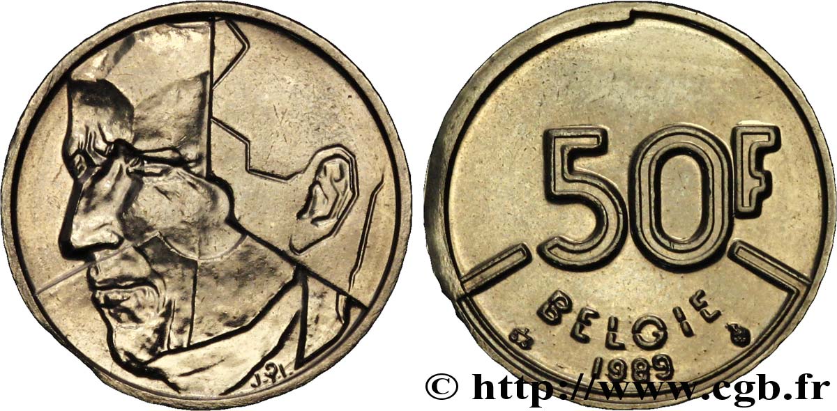 BELGIUM 50 Francs Baudouin légende flamande 1989  AU 