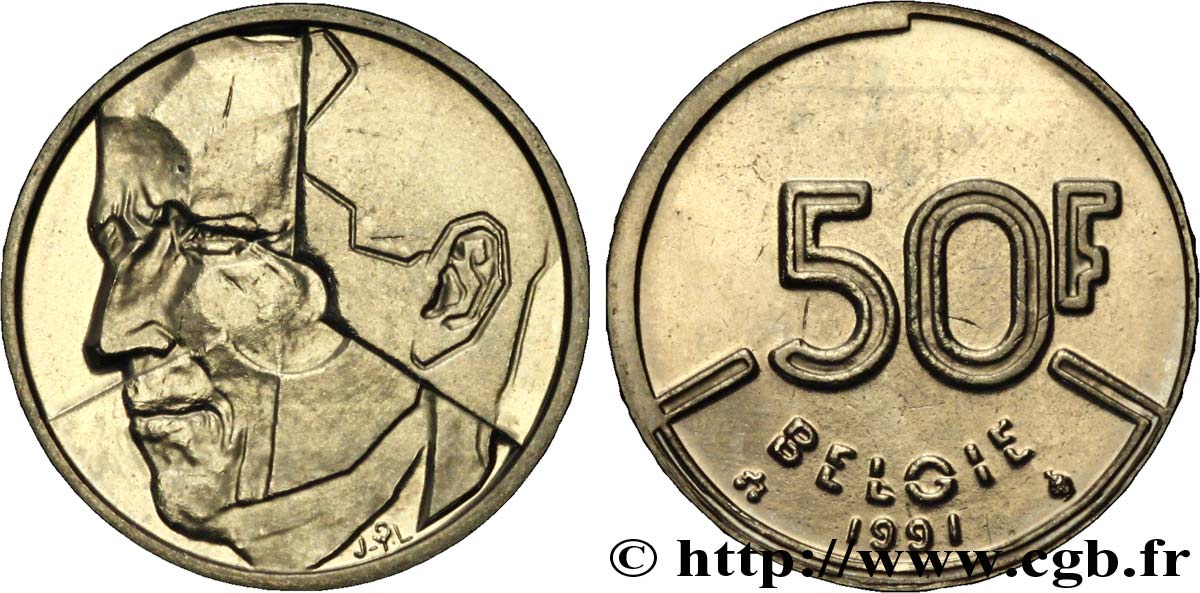 BELGIUM 50 Francs Baudouin légende flamande 1991  MS 