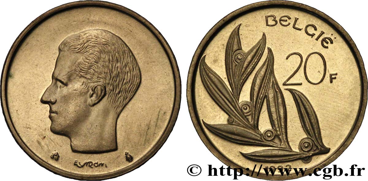 BELGIUM 20 Francs légende flamande Baudouin 1992  AU 