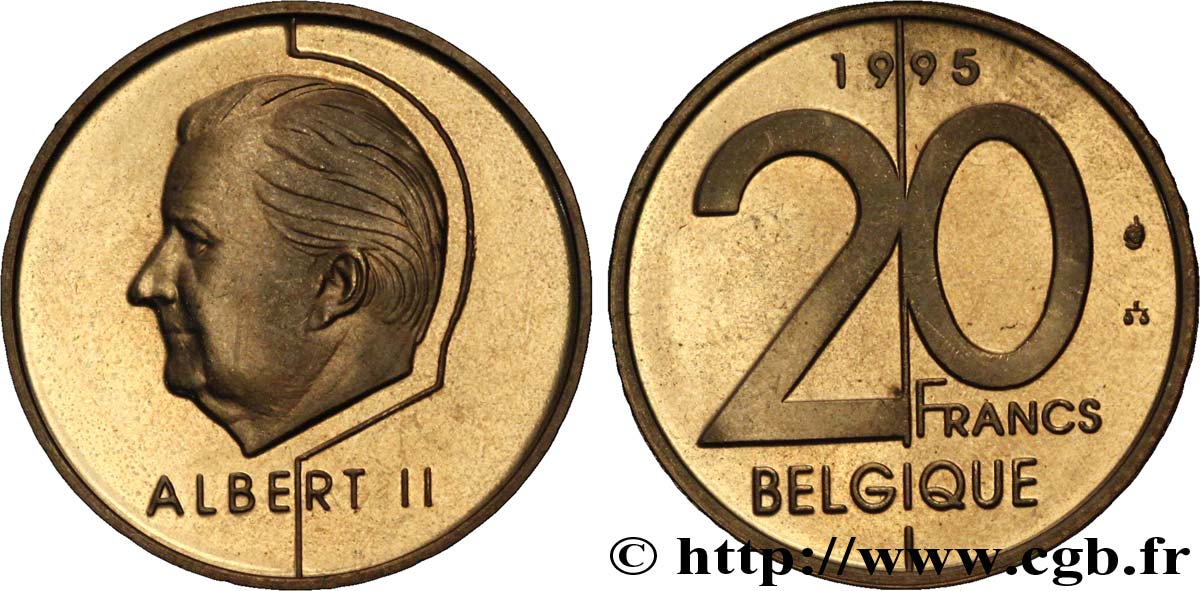 BELGIUM 20 Francs légende française Albert II 1995  MS 