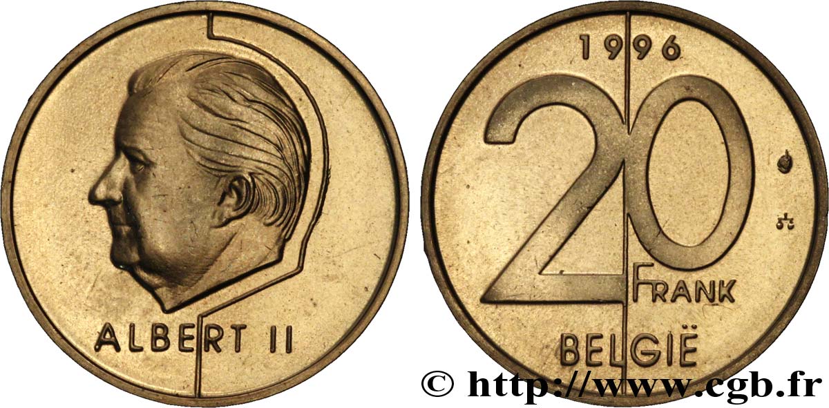 BELGIUM 20 Francs légende flamande Albert II 1996  MS 