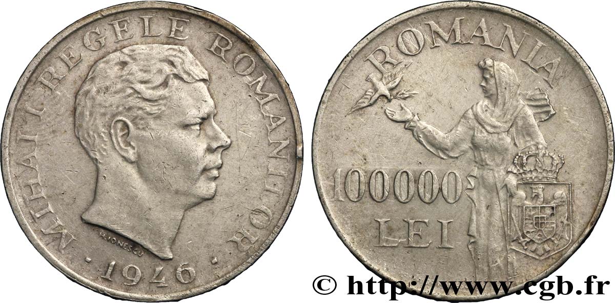 ROMANIA 100000 Lei Michel Ier 1946  BB 
