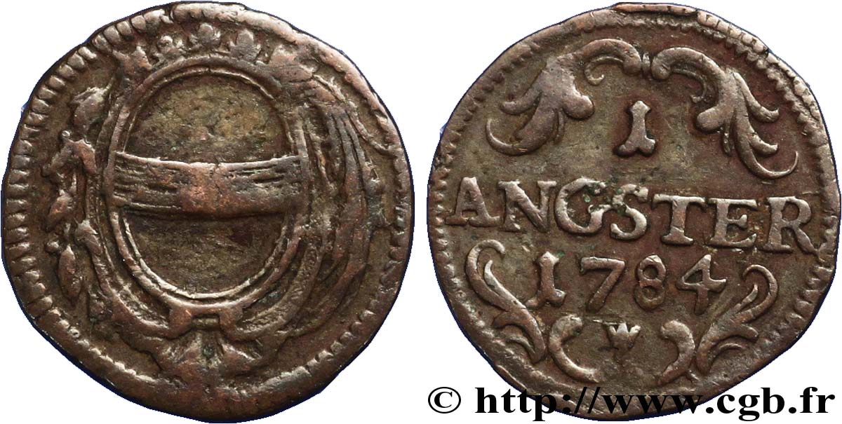 SWITZERLAND - Cantons  coinages 1 Angster - Canton de Zoug 1784  VF 