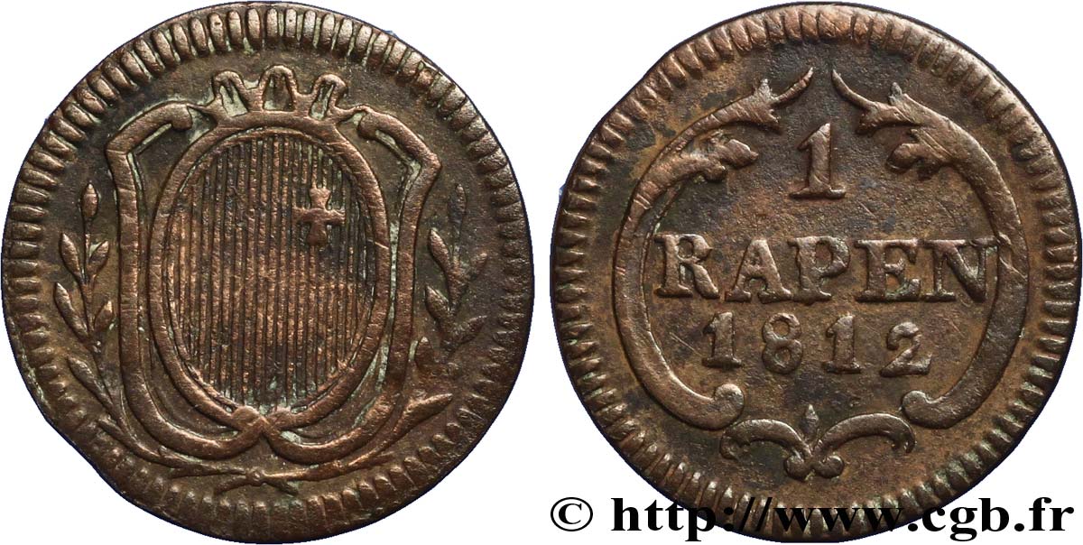 SVIZZERA - monete cantonali 1 Rappen - Canton de Schwyz 1812  BB 