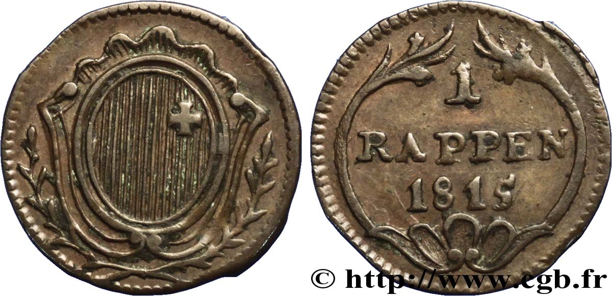 SWITZERLAND - Cantons  coinages 1 Rappen - Canton de Schwyz 1815  XF 