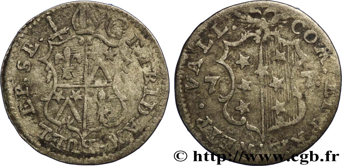 SVIZZERA - monete cantonali 1/2 Batzen canton du Valais (Sitten) frappe au nom de l’évêque François-Joseph-Frédéric Ambuel 1777  q.BB 