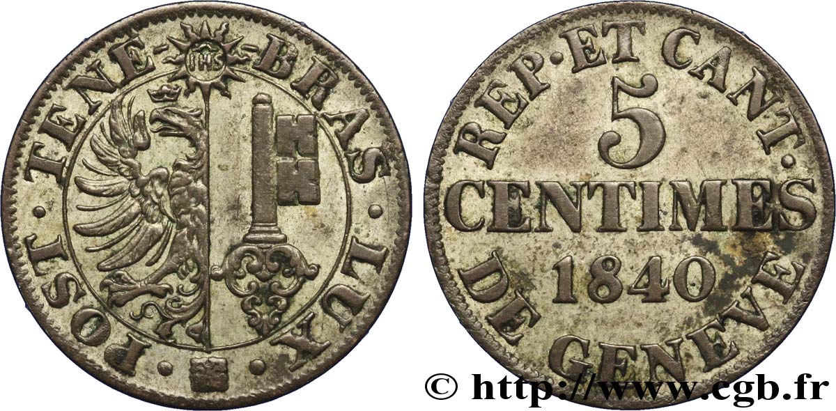 SCHWEIZ - REPUBLIK GENF 5 Centimes 1840  SS 