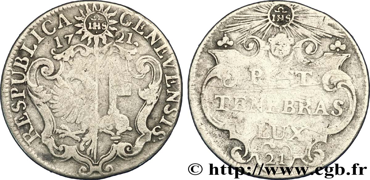 SVIZZERA - REPUBBLICA DE GINEVRA 21 Sols - République de Genève 1721  MB 