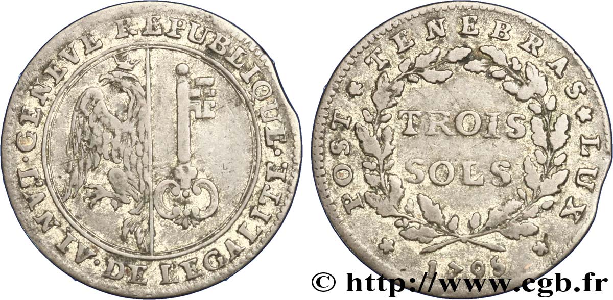 SVIZZERA - REPUBBLICA DE GINEVRA 3 Sols - République de Genève 1795  MB 