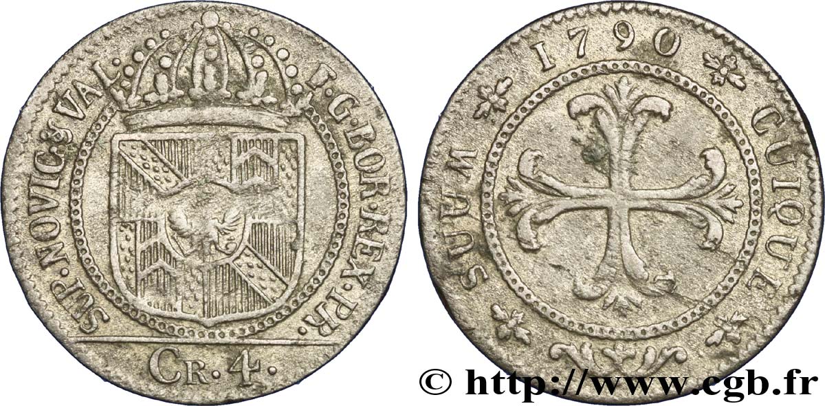 SWITZERLAND - CANTON OF NEUCHATEL 4 Kreuzer (1 Batzen) Frédéric Guillaume II 1790  XF 