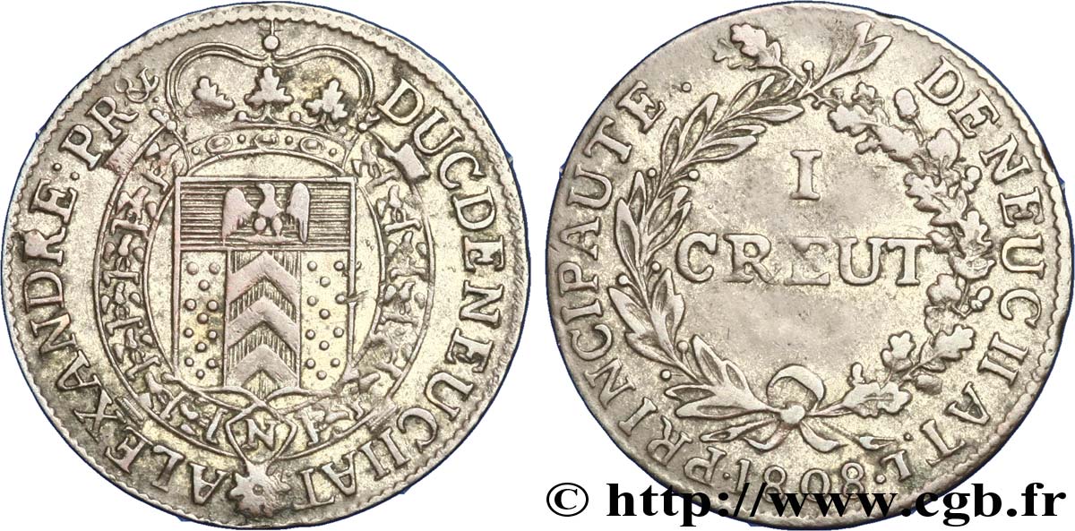 SVIZZERA - CANTON NEUCHATEL 1 Kreutzer - Principauté de Neuchatel 1808  q.SPL 